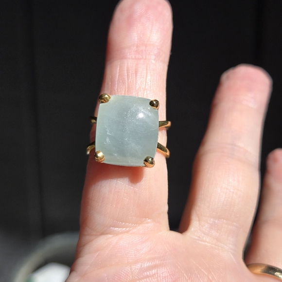 12k Aquamarine cushion cut 24k gold ring sz7 - Picture 6 of 9